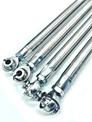 LM UTV Polaris RZR Pro R Radius Rods 74" kit, complete set in machine finish