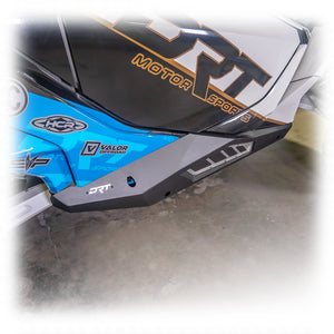 DRT Motorsports Can-Am Maverick R Rock Sliders with black finish, steel build, and anodized aluminum contrast panels for protection