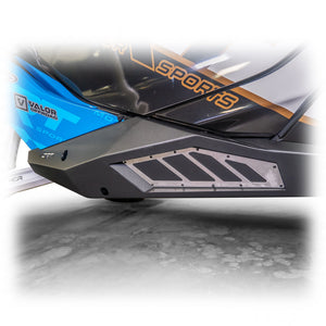DRT Motorsports Can-Am Maverick R Rock Sliders with black finish, steel build, and anodized aluminum contrast panels for protection