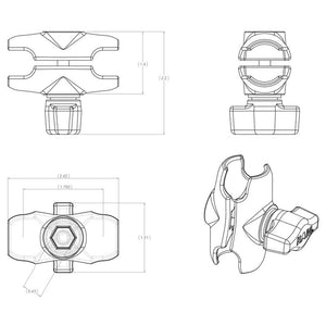RAM MOUNT DOUBLE SOCKET EXTENSION SHORT - Dunes 2 Dezert SXS