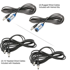 Headset direct intercom cables included with the Rugged Radios 364 2-person Bluetooth intercom kit