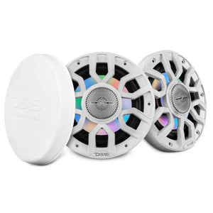 DS18 Marine 6.5in 2-Way 150 Watts RMS 4 ohm Digital LED Lights Bullet Tweeter Covers Included White