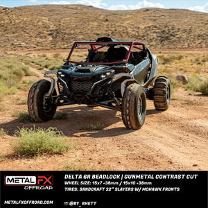 Metal FX Delta 6R Beadlock Gunmetal Contrast Cut UTV wheel, alternate angle