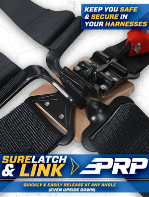 PRP gold 5-point harness shoulder pad and adjuster detail