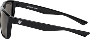 Locke motorcycle sunglasses with polycarbonate lenses and hydrophobic, oleophobic coatings for clear, safe riding