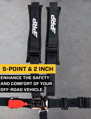 PRP black 5-point harness shoulder strap and pad detail