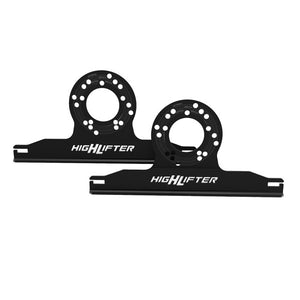 Pair of High Lifter steel alignment plates showing the multi-pattern bolt holes for 4, 5 and 6 lug UTV hubs