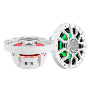 DS18 Marine 6.5in 2-Way 150 Watts RMS 4 ohm Digital LED Lights Bullet Tweeter Covers Included White
