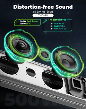 KEMIMOTO Midnight S80 32" Aluminum 6-Speaker RGB Soundbar Silver - Dunes 2 Dezert SXS