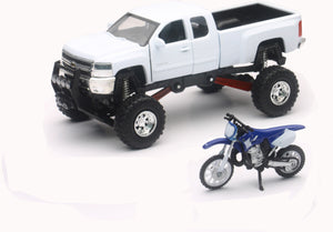 Replica 1:43 Truck/Race Bike Chevy White/Yamaha Bike Blue