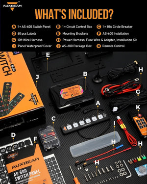 AuxBeam AS Series RGB 4/6 Gang Slim Switch Panel - Dunes 2 Dezert SXS