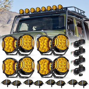 V-ULTRA Series | 5 Inch 172W LED Side Shooter Amber Pod Lights with Amber DRL - Dunes 2 Dezert SXS