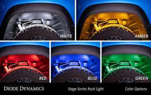 Diode Dynamics Stage Series Single Color LED Rock Light - Amber M8 (4-pack)