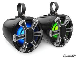 MTX UTV speaker pod detail showing coaxial driver and dual dome tweeters