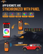 AuxBeam AS Series RGB 4/6 Gang Slim Switch Panel - Dunes 2 Dezert SXS
