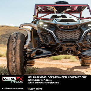 Metal FX Delta 6R Beadlock Gunmetal Contrast Cut UTV wheel, concave center detail