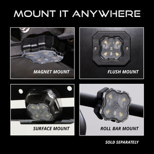 Diode Dynamics Stage Series SXS Rock Light Installer Kit - White Diffused M8 (4-pack)
