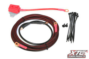 XTC 8-gauge plug-and-play power cable with 50A circuit breaker for Polaris RZR XP 4-seat models, includes all mounting hardware