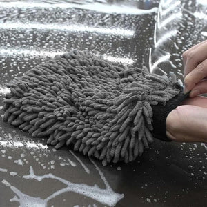WASH&WHIPS Chenille Premium Scratch-Free Microfiber Lint-Free Blue Wash Mitt 8" x 10"in & Black Pitstop Particle Interceptor - Dunes 2 Dezert SXS