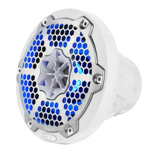 DS18 Hybrid Marine Speaker w/ Driver And RGB LEDs 6.5in 2-Way 250 Watts RMS 4 ohm White w/ Covers