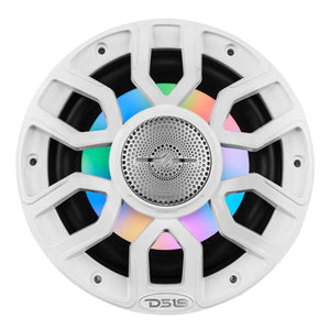 DS18 Marine 6.5in 2-Way 150 Watts RMS 4 ohm Digital LED Lights Bullet Tweeter Covers Included White