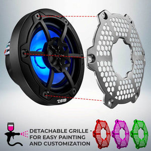 DS18 NXL-M Series Spkr w/ RGB LED Lights 6.5in 2-Way 100 Watts RMS 4 ohm Blk Grill Detached w/ Cover