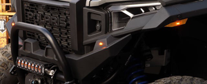 2024+ Polaris XPEDITION turn signal kit with billet lever, LED lights, OEM plug-in harness, hazard switch, and license plate output