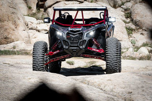 HCR Racing Can-Am X3 72" Duner OEM suspension kit with high-clearance A-arms, trailing arms, and Delrin bushings for off-road strength