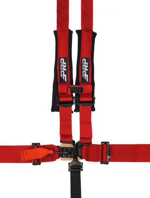 PRP 5.2 UTV 5-point harness in red with sewn shoulder straps