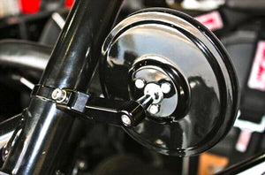 Round Convex Glass Billet Arm Side Mirror Black 5"