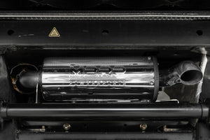 MBRP Can-Am Defender 5in Slip-On performance muffler and billet end cap detail