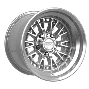 Metal FX Slayer R Non-Beadlock Gloss Silver Machined UTV wheel, main product photo