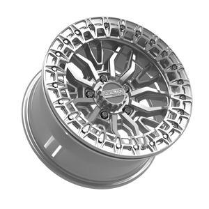 Metal FX Mayhem R Beadlock Gloss Silver Machined 15-inch UTV wheel, alternate angle