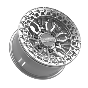 Metal FX Mayhem 6R Beadlock Gloss Silver Machined 15-inch UTV wheel, alternate angle