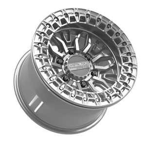 Metal FX Mayhem 6R Beadlock Gloss Silver Machined 15-inch UTV wheel, beadlock ring detail