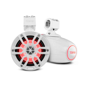 DS18 Tower Speakers 6.5in 100 Watts RMS w/ RGB LED Lights White
