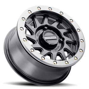 Raceline A12BG Squad black UTV wheel with gunmetal beadlock ring, multi-spoke directional design in 15 inch for most fitments