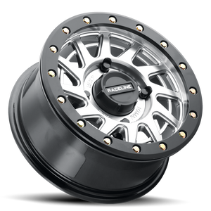 Raceline A12SB Squad 15" UTV Beadlock Wheel in Hyper Silver with Satin Black Ring – multi-spoke off-road design