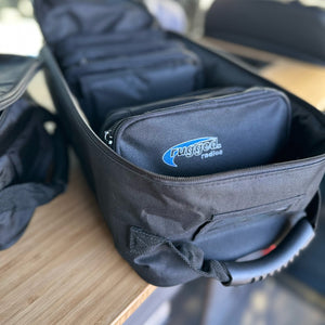 Rugged Radios large and cube storage bags stacked together to show size compatible van organization