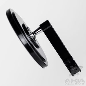 5 inch round convex glass UTV side mirror with extended billet aluminum arm, real glass, and 360° adjustability for off-road use