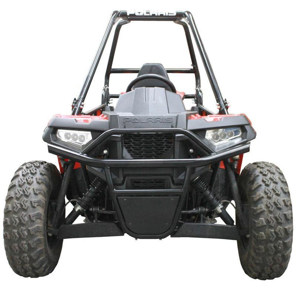 Polaris Ace 150 with Factory UTV Front Bumper offering lightweight steel protection and a durable powder-coated black finish