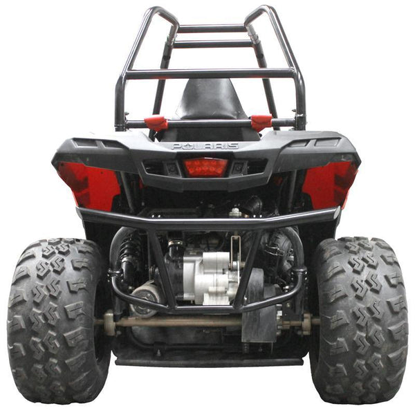 Polaris Ace 150 fitted with Factory UTV Rear Bumper featuring powder-coated steel for lightweight rear-end trail protection
