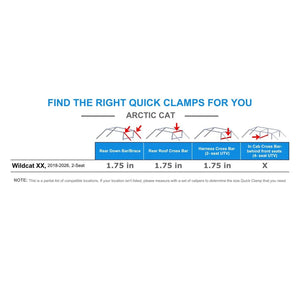 AGM Quick Clamp fitment guide for Arctic Cat roll cage tube sizes