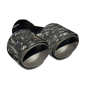 RPM CFMoto Z10 exhaust tip, satin black tip with blue forged carbon sleeve