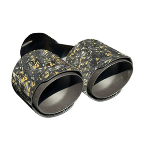 RPM CFMoto Z10 exhaust tip, satin black tip with gold forged carbon sleeve