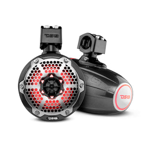 NXL 6.5" Marine and Powersports Towers LED RGB Lights 100 Watts Rms - Black Carbon Fiber - Dunes 2 Dezert SXS