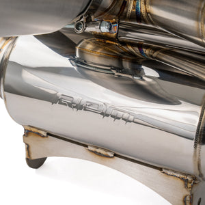 RPM logo detail on the CFMoto Z10 Dual Sport muffler body