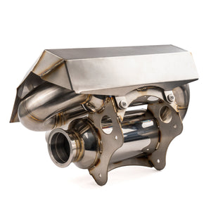 Straight-on rear view of the RPM Dual Sport muffler for the Z10