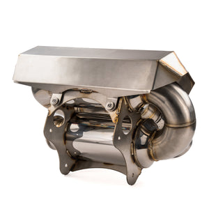 Rear angle of the RPM CFMoto Z10 Dual Sport muffler outlet