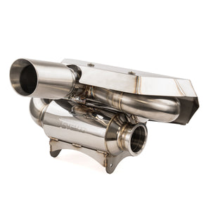 Side profile of the RPM CFMoto Z10 Dual Sport muffler